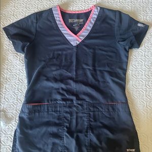 Dark, gray and pink Grey’s Anatomy scrub top